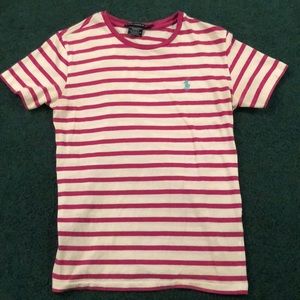 Pink and white striped Ralph Lauren tee